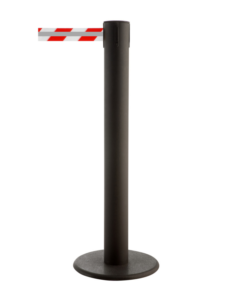 Systém riadenia pohybu osôb Refleto, stĺpik čierny, páska červeno/biela, dĺžka 7 m