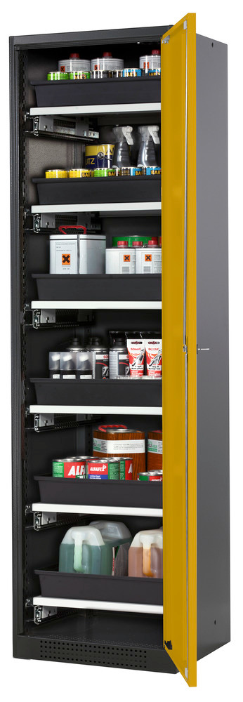 Armoire pour produits chimiques Systema-T CS-56R, anthracite / jaune, 6 étagères coulissantes