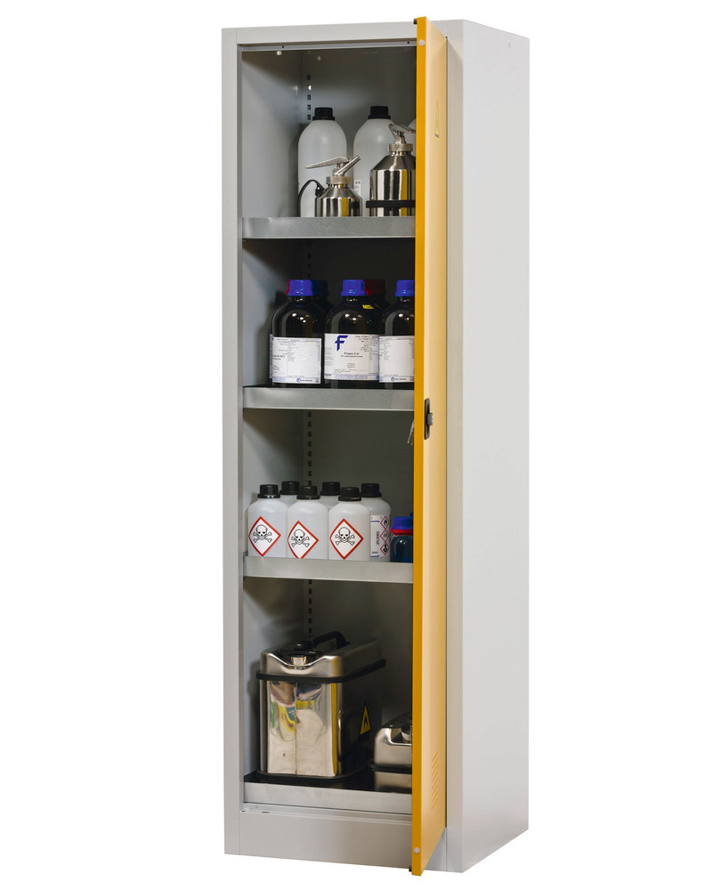 Chemicals cabinet Tough, CS 60-195, body light grey (RAL 7035), door safety yellow (RAL 1004)