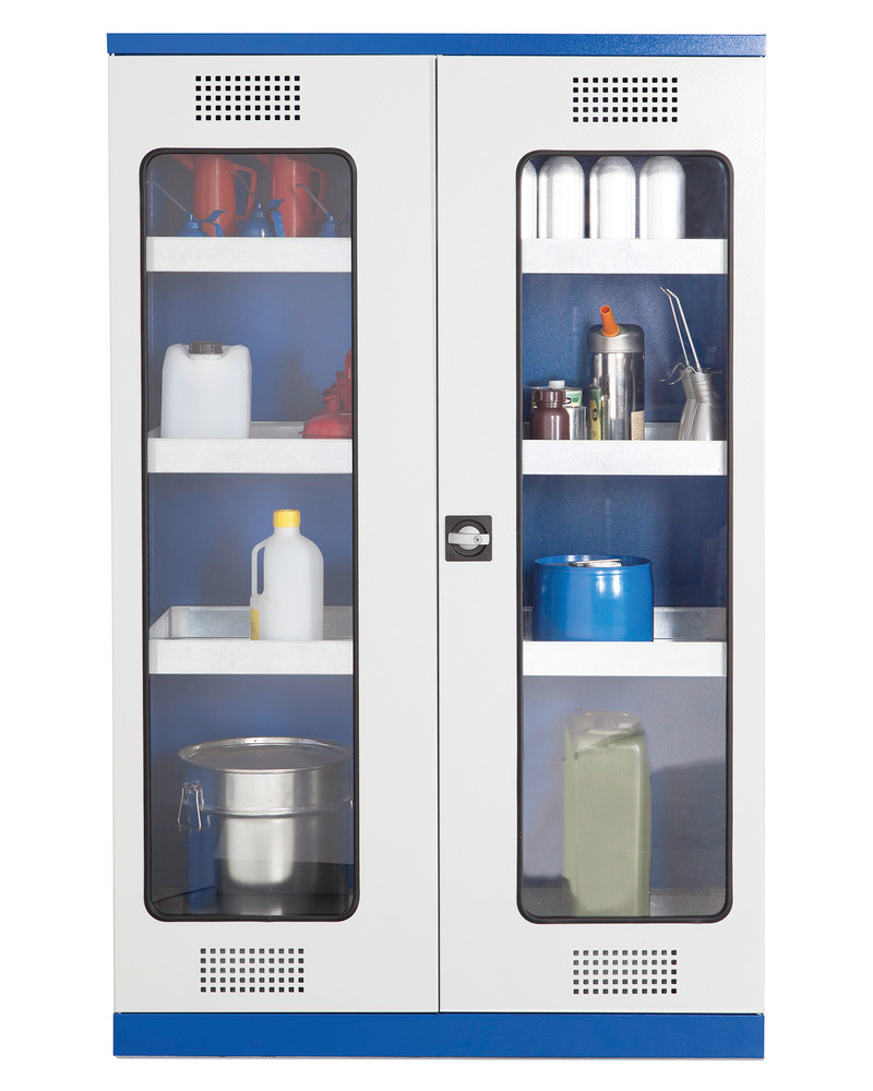 Good looks and safety go hand in hand - the view chemicals cabinet has a sturdy steel design and includes doors with acrylic glass inserts