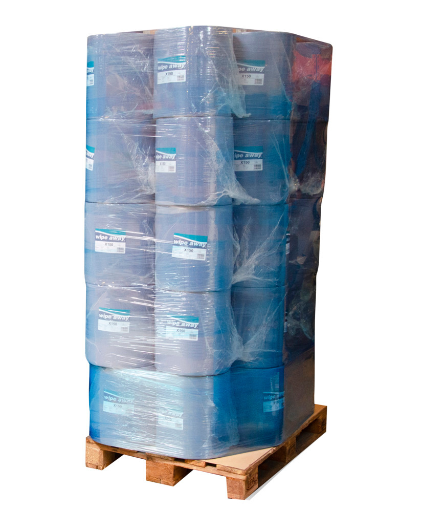 Paños de limpieza de papel reciclado, etiqueta ecológica UE, 3 capas, azul, 1 paleta, 40 rollos
