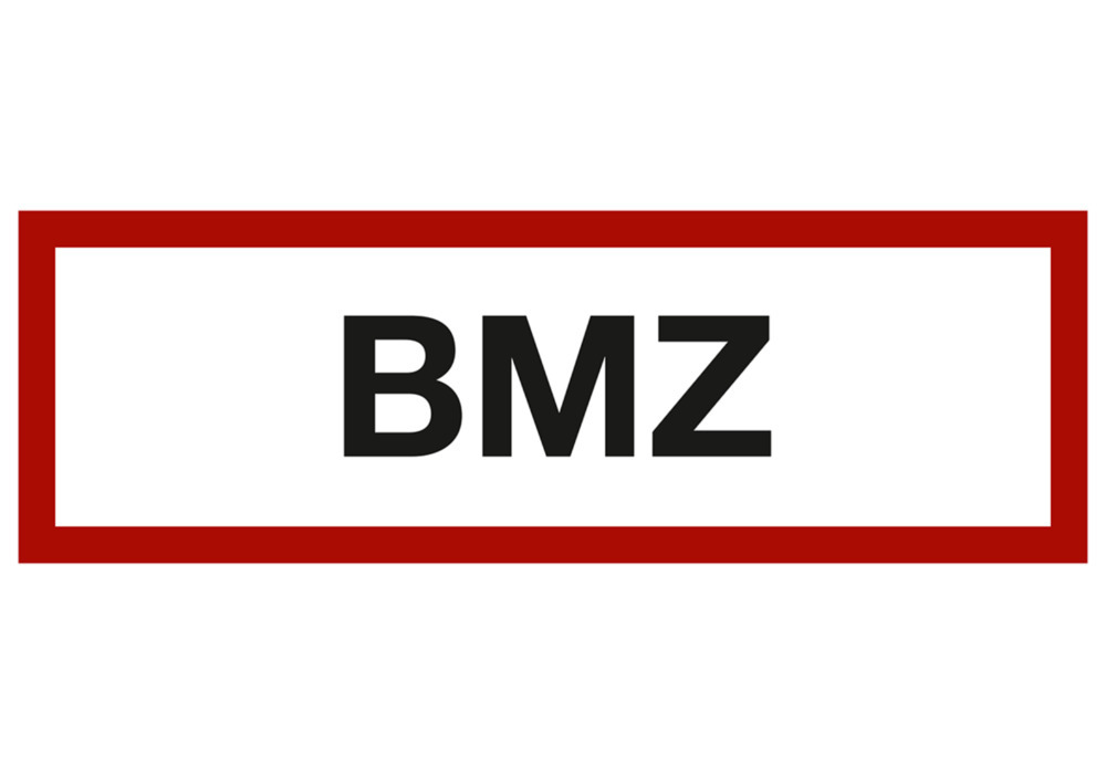 Brandschutzschild Zusatz "BMZ", DIN 4066, VE = 10 Stück