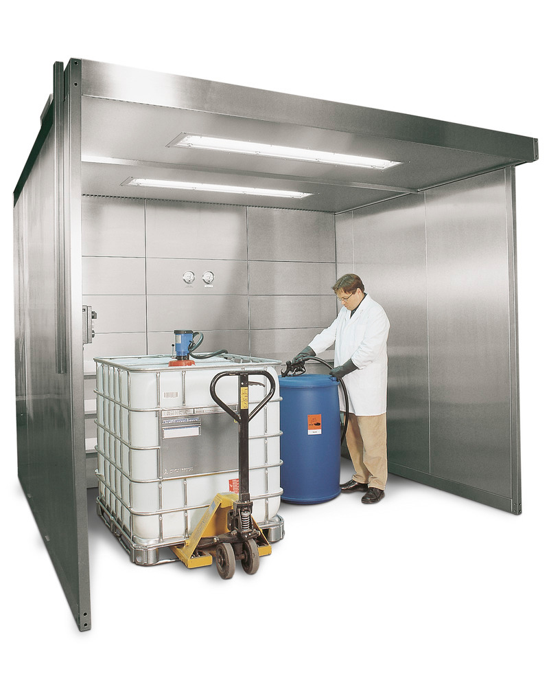 Vario-flow free workstation for filling and dispensing substances which are hazardous to health