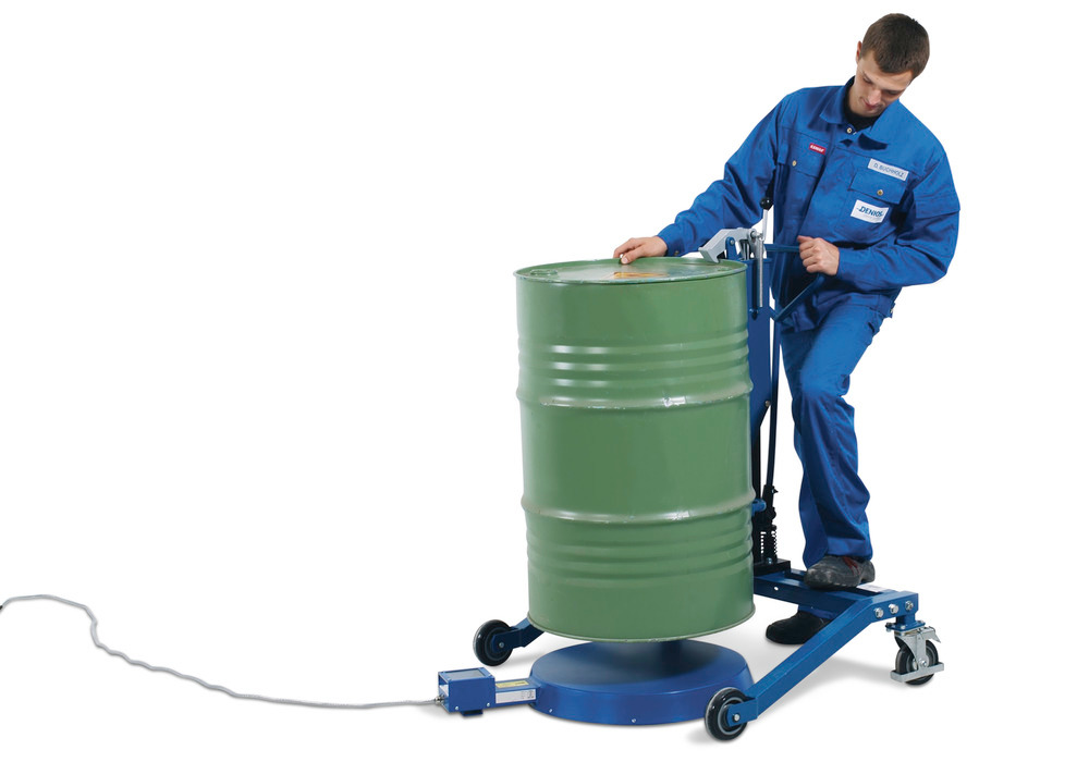 Servo Eco drum lifter for easy transport of the drum and for fitting with drum base heaters and for placing on pallets