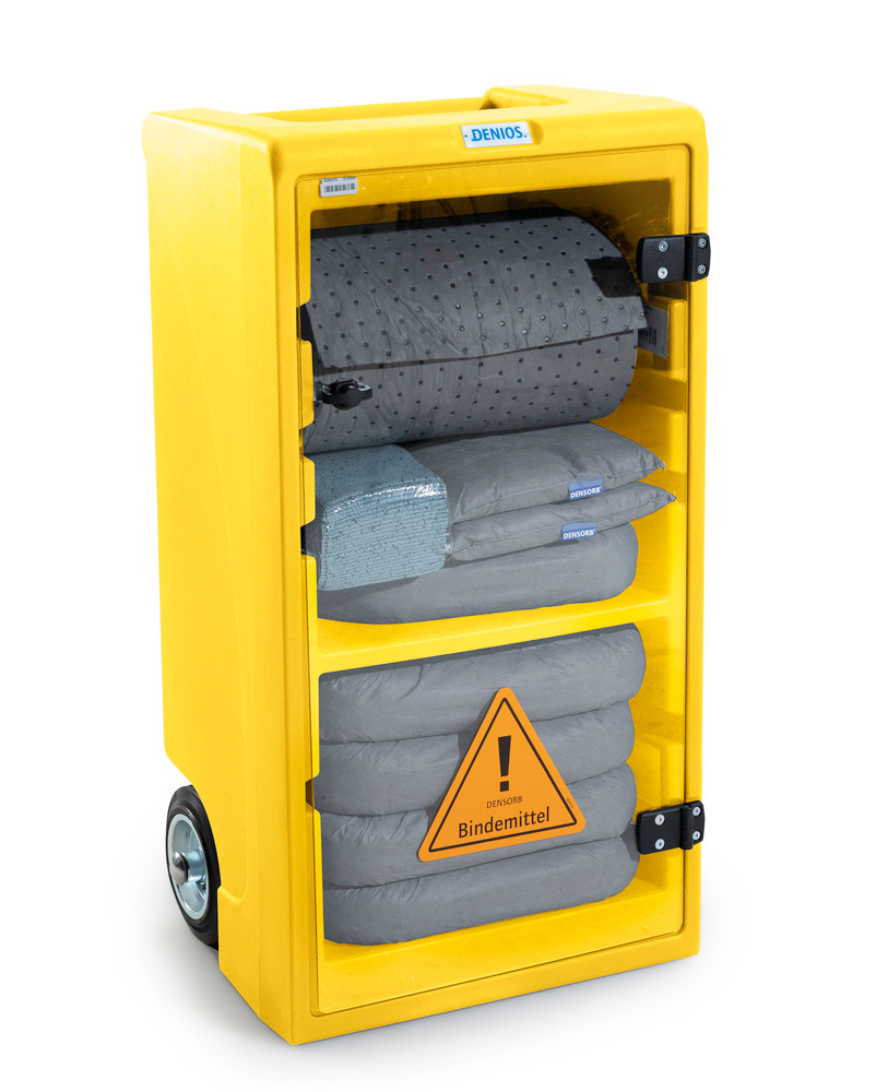 DENSORB mobile emergency spill kit, absorbent material in signal yellow Caddy Small, Universal