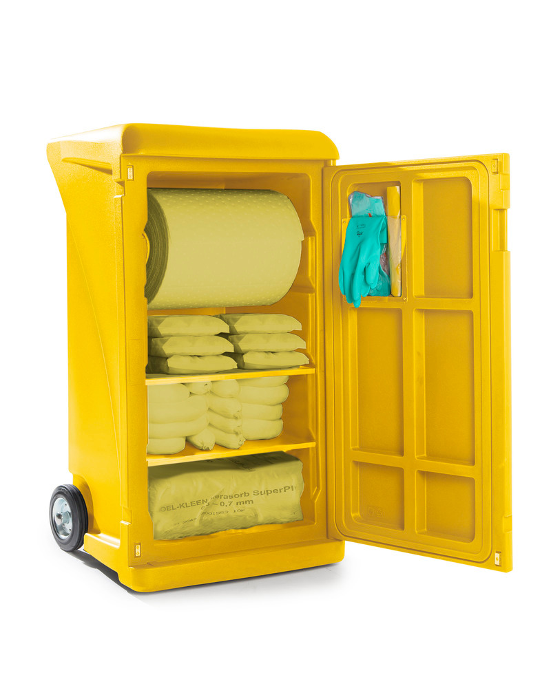 DENSORB mobile emergency spill kit, absorbent material in signal yellow Caddy Extra Large, Special