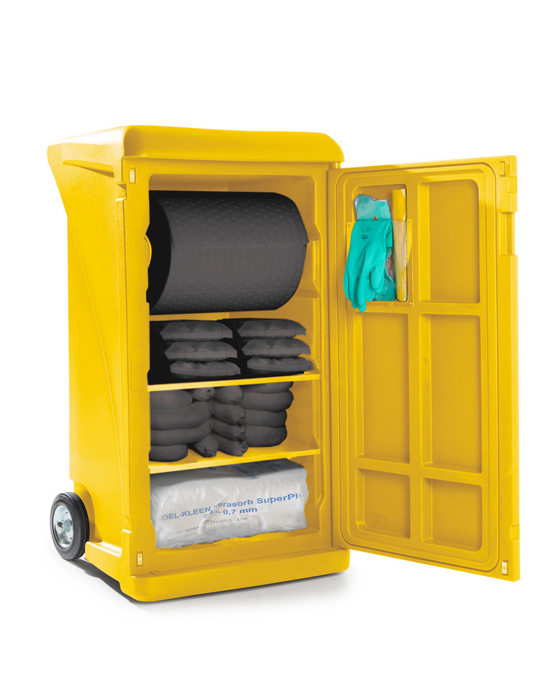 DENSORB mobile emergency spill kit, absorbent material in signal yellow Caddy Extra Large, Universal