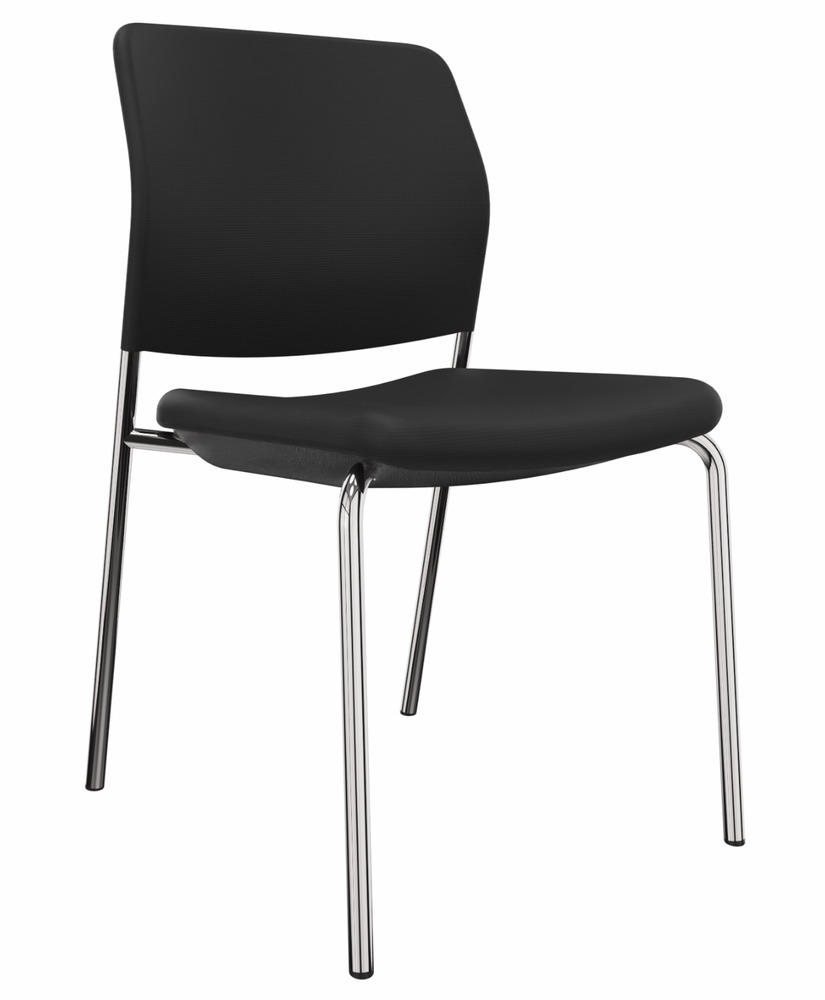 Krzesło DENIOS Cay dla gości, cztery nogi, możliwe układanie w stos, czarne