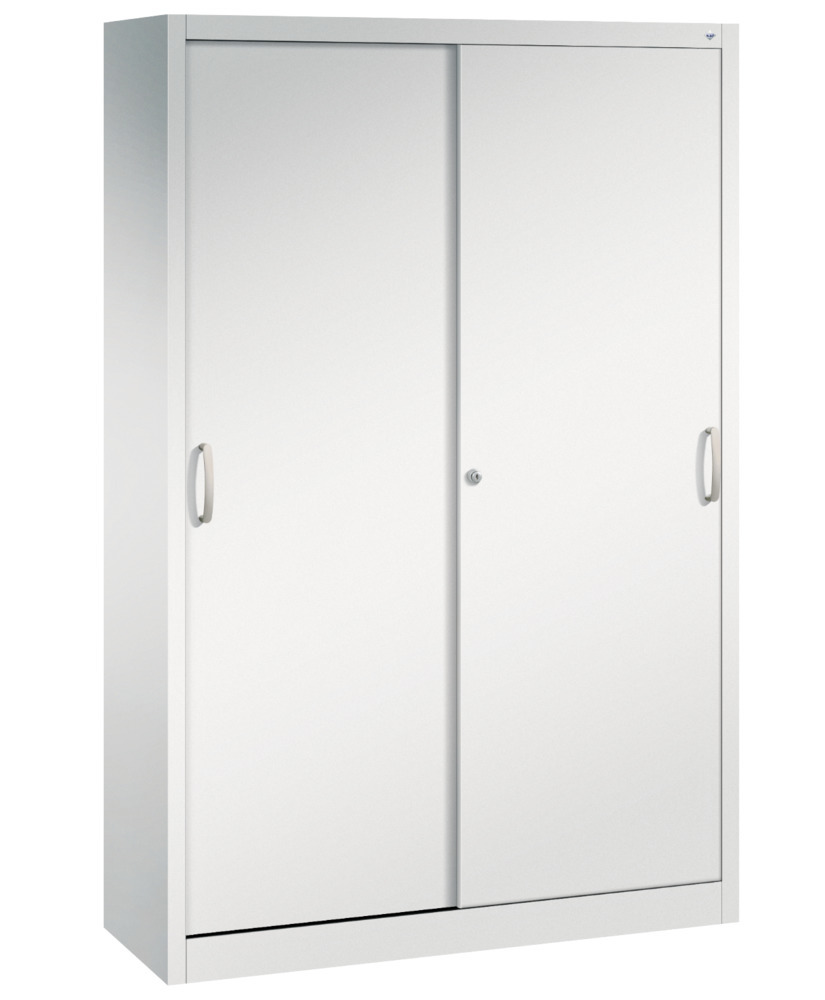 Kancelářská skříň s posuvnými dveřmi Classic, z oceli, 1200 x 400 x 1950 mm, světle šedá