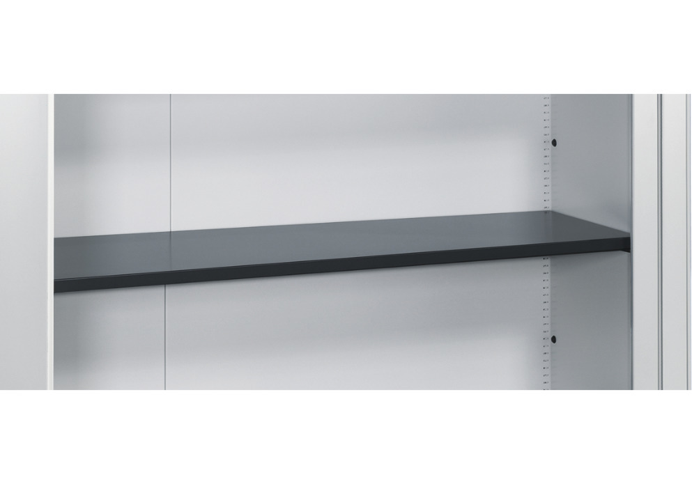 C+P hylde af lakeret stål, 1124 x 363 x 24 mm, sortgrå