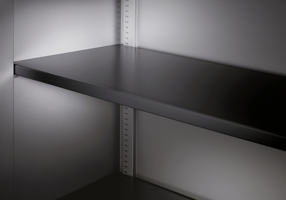 C+P shelf, painted, in steel, 994 x 352 x 24 mm, black grey