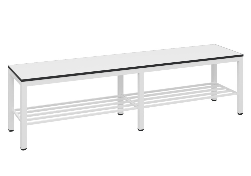 Changing room bench Basic, freestanding, seat traffic white, W 1500 mm