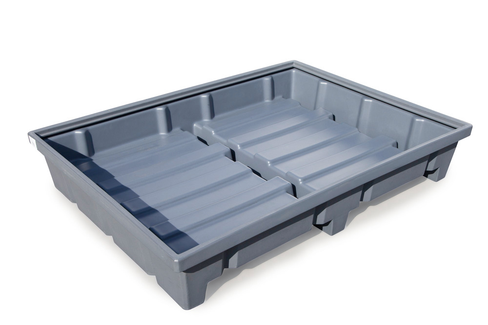 Pallet racking sump RWP 18.4, polyethylene, for use with 1800mm width shelves, height 315 mm
