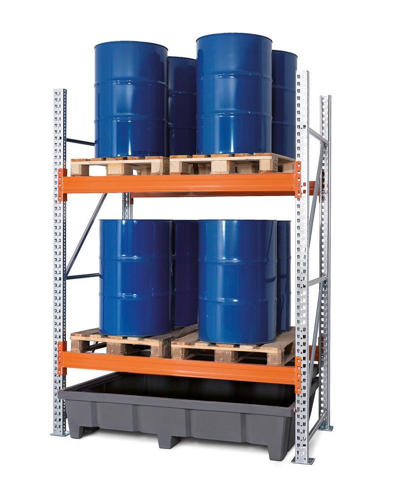 Pallet racking PRP 18.25 for 4 Euro or 2 chemical pallets, with 2