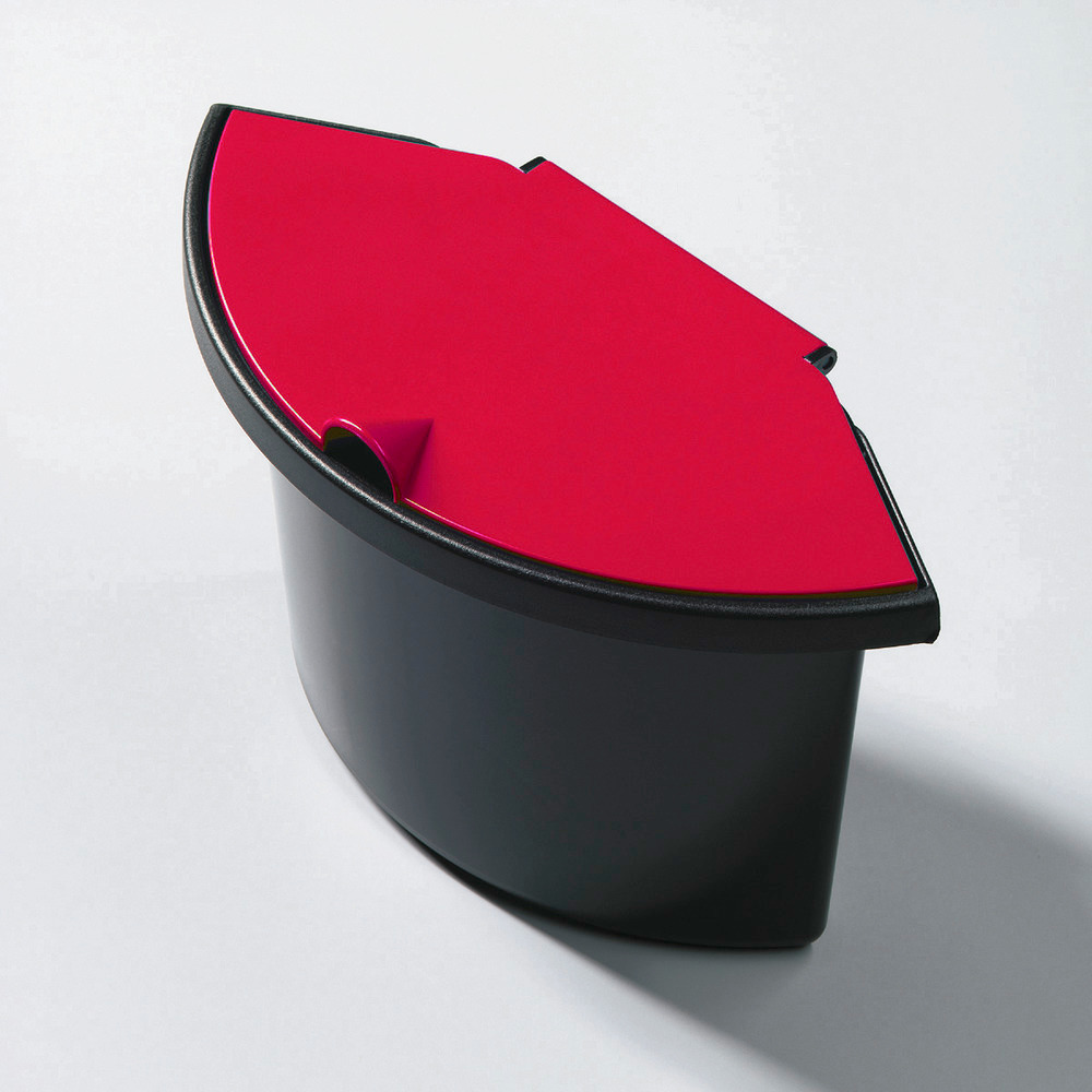 Abfalleinsatz mit Deckel, für Papierkörbe 18 Liter, 2 Liter Volumen, schwarz / rot
