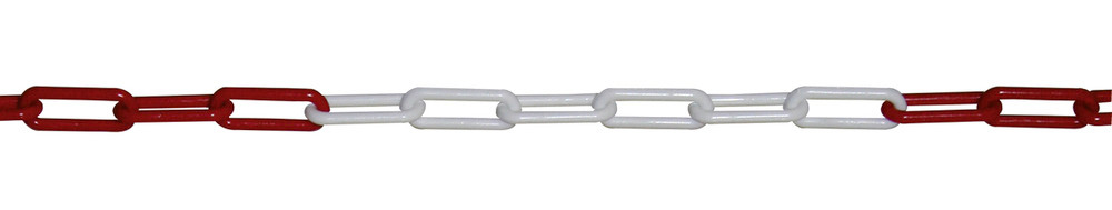 Határoló lánc, műanyag, 10 m, piros/fehér, átmérő: 6 mm