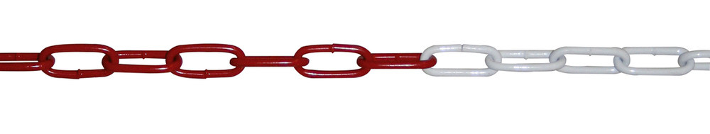Avspärrningskedja av plast, längd 25 m, röd/vit, diameter 8 mm