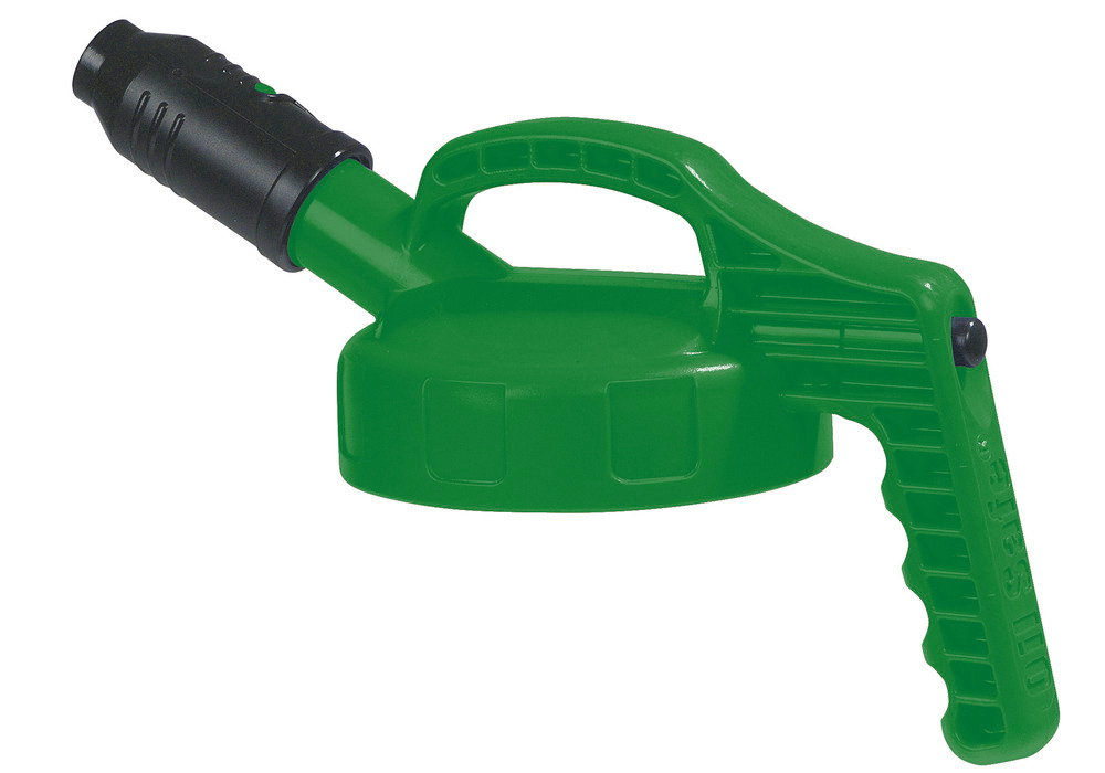 Tapa funcional para recipientes para líquidos, con desagüe corto, verde
