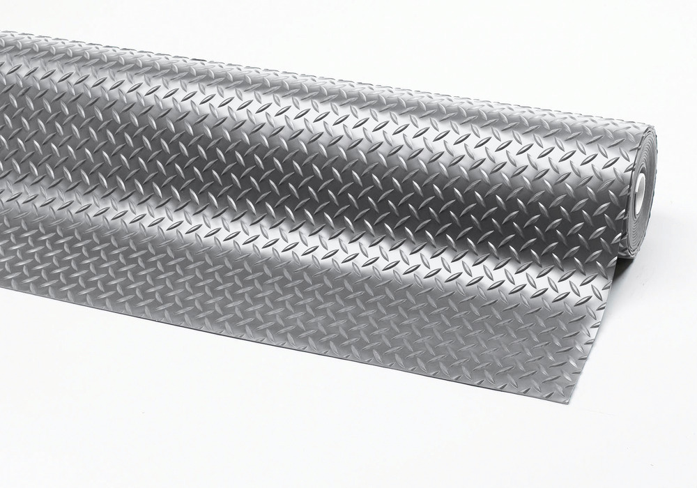 Halksäker gångmatta av gummi, Diamond Plate Runner, strukturerat mönster, 91 cm x 22,8 m, grå