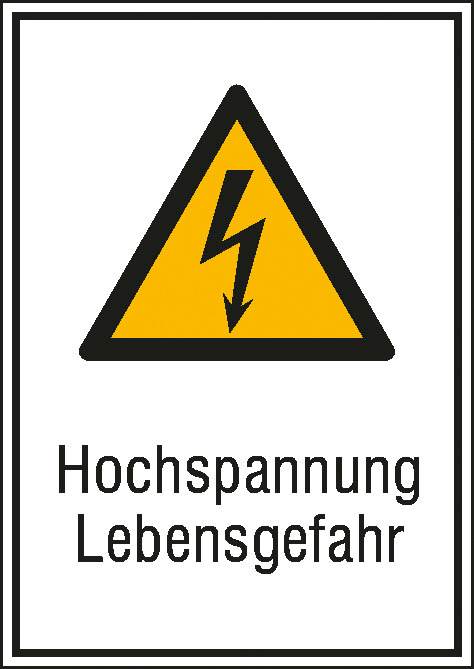 Warn-Kombisch Hochspannung Vorsicht Lebensgefahr!,praxisb.,Folie,105x52mm 