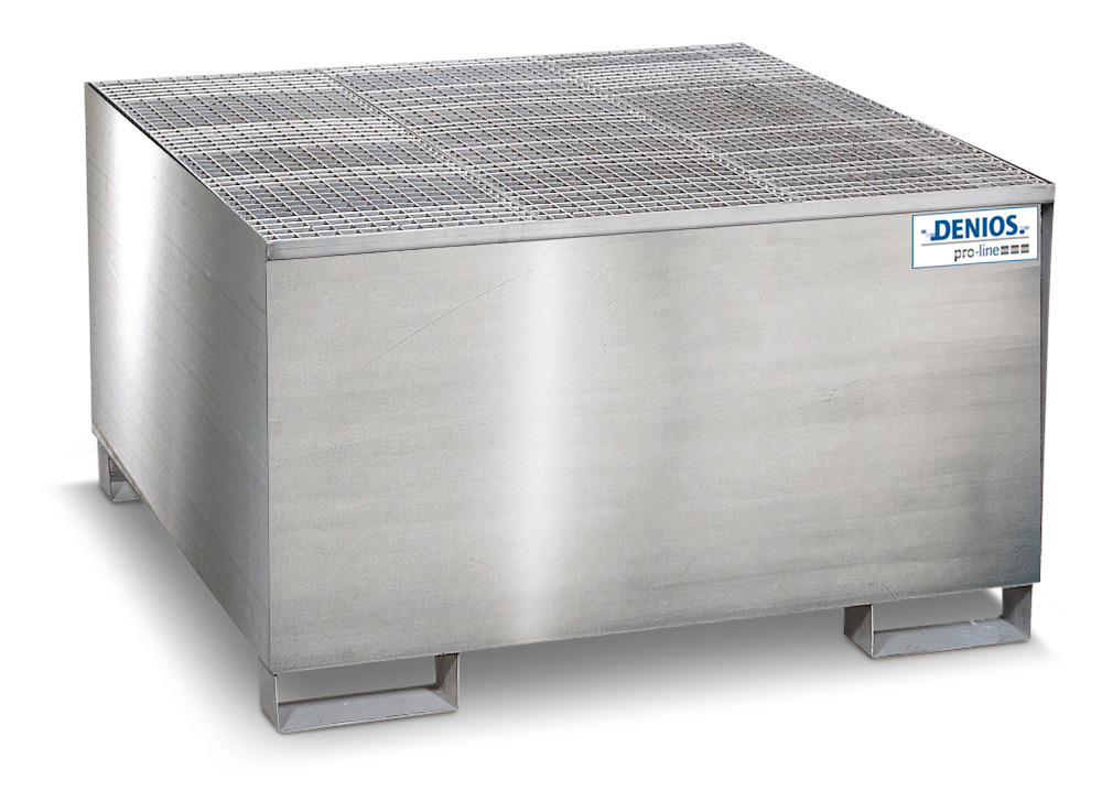 Spill pallet pro-line in st steel for 1 IBC, with galv. grid