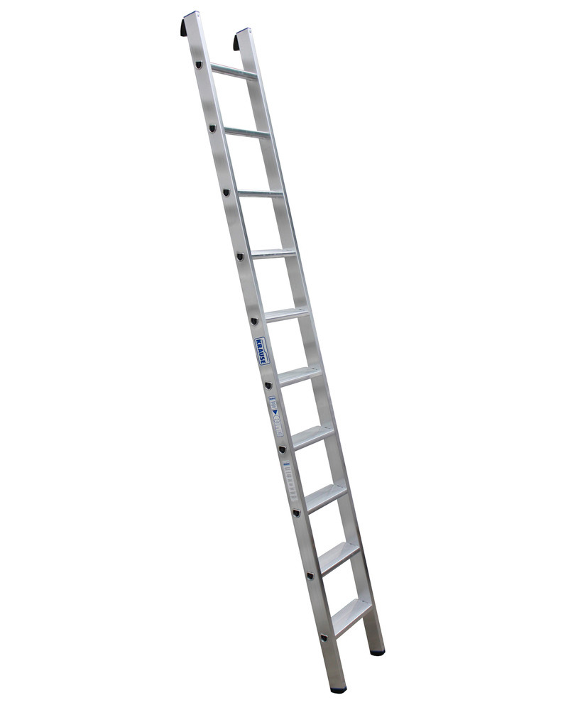 Enkele ladder met treden, aluminium, 10 treden