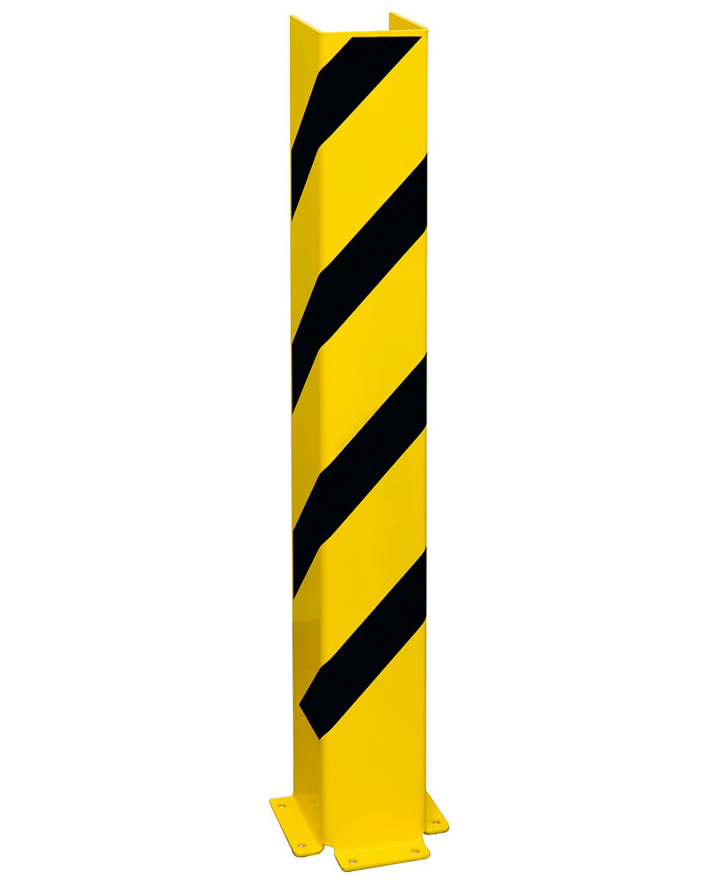 Butée en profilés U 1200, revêtement plastique, jaune à bandes noires, hauteur : 1200 mm