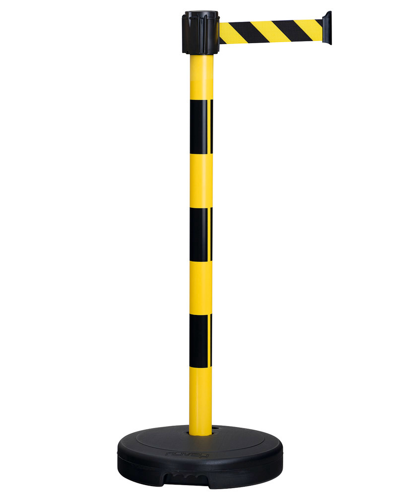 Sistema di guida e di sbarramento, lungh. cinghia 3 m, nero/giallo, per interno e esterno, plastica