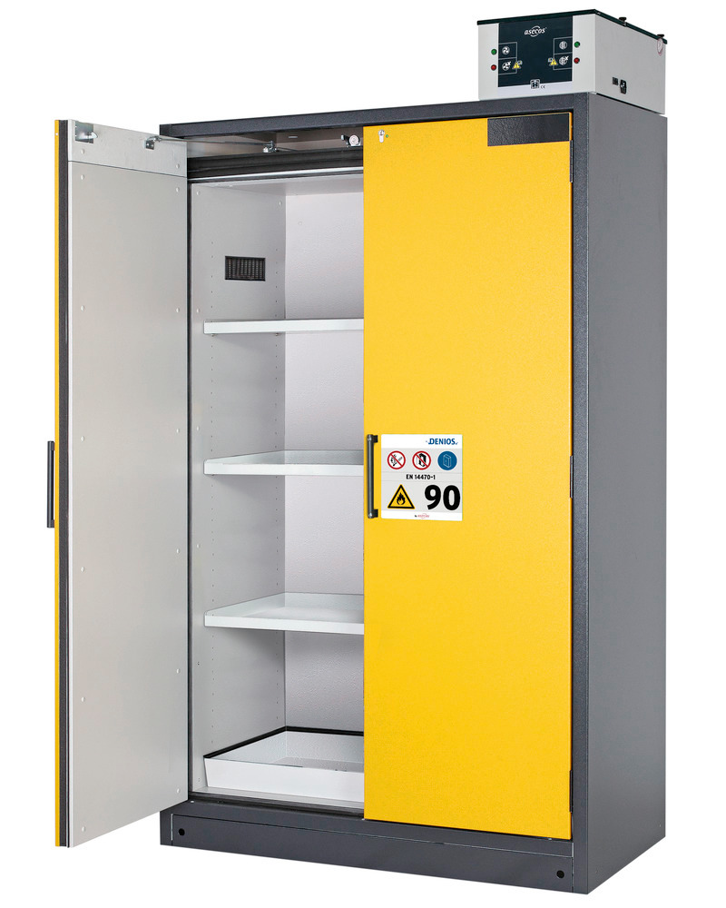 asecos firerated hazardous materials Select W123, 3 shelves, doors yellow