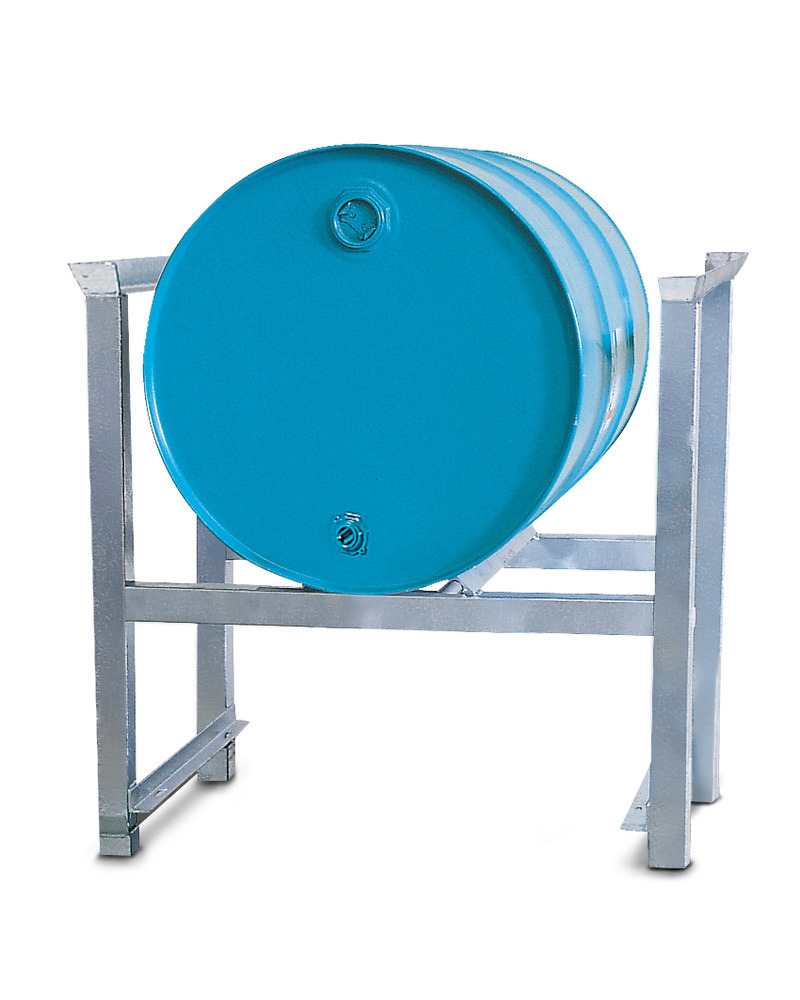 Stacking rack ARL 1 in steel, galvanised, for 1 x 205 litre drum, with rails