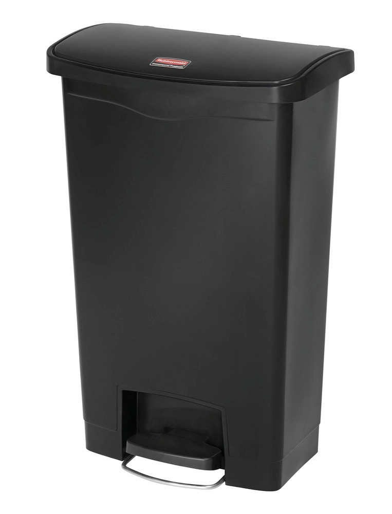 Recyclable material container in polyethylene (PE),  foot pedal on wide side, 50 litre volume, black