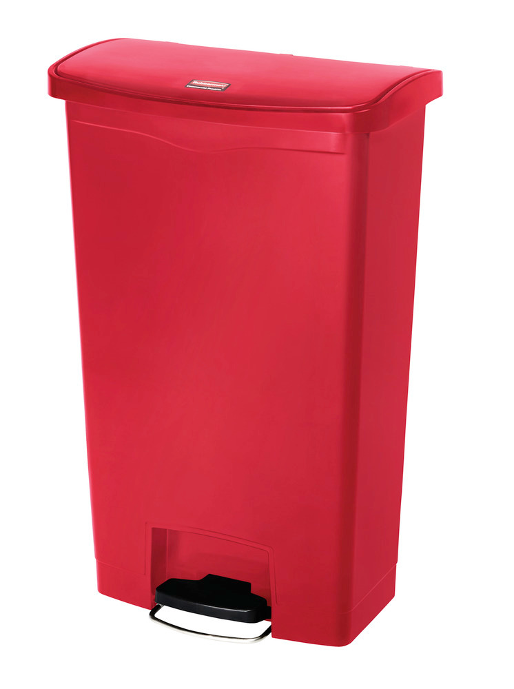 Recyclable material container in polyethylene (PE),  foot pedal on wide side, 68 litre volume, red