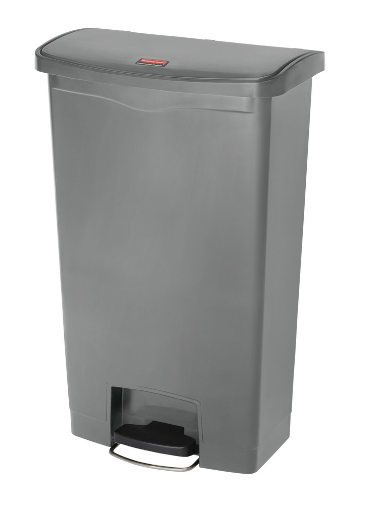 Recyclable material container in polyethylene (PE),  foot pedal on wide side, 68 litre volume, grey