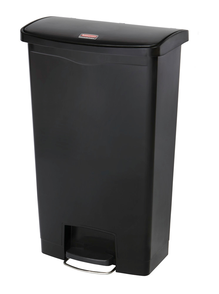 Recyclable material container in polyethylene (PE), foot pedal on wide side, 68 litre volume, black