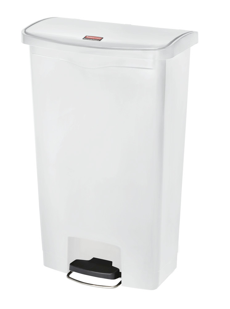 Affaldsbeholder af polyethylen (PE), med fodpedal, 90 liters volumen, hvid