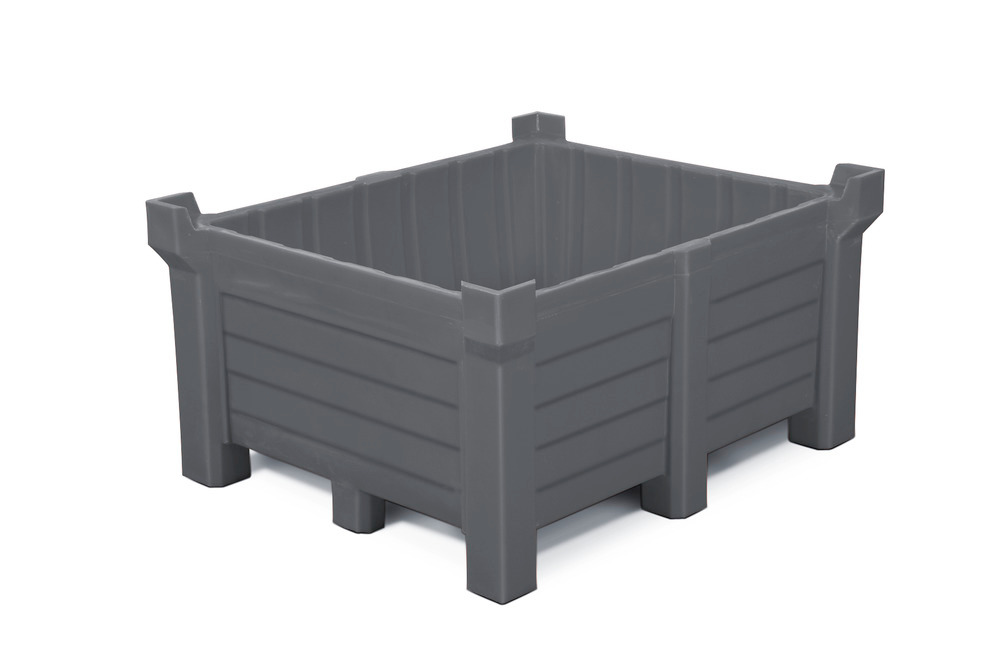 Stackable container PolyPro in PE, 400 litre volume, 360 litre containment volume, closed, grey