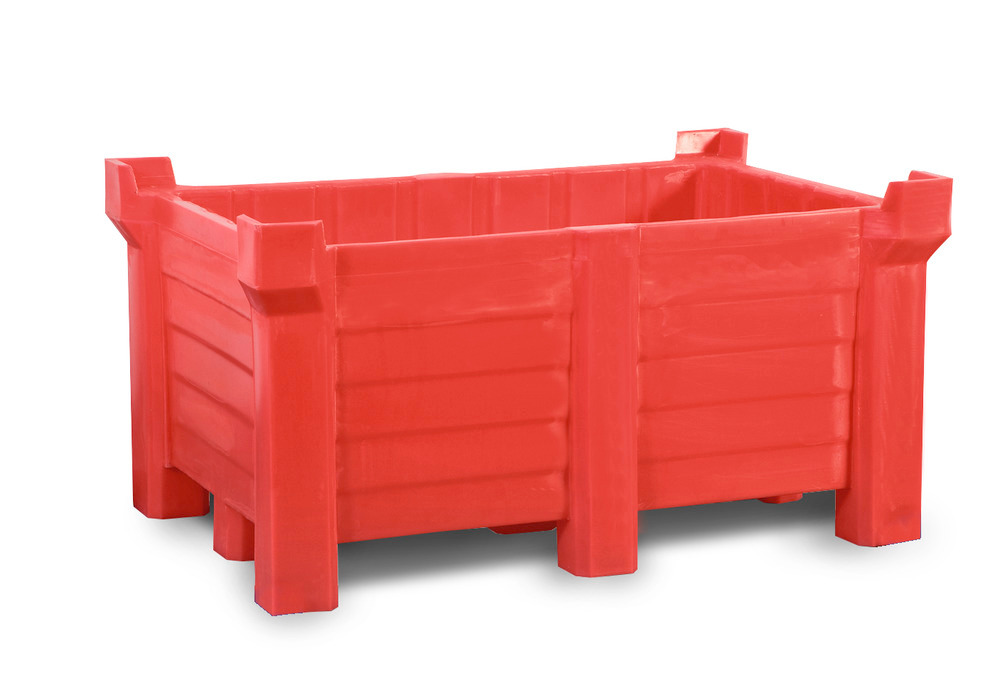 Stackable container PolyPro in PE, 300 litre volume, 280 litre containment volume, closed, red