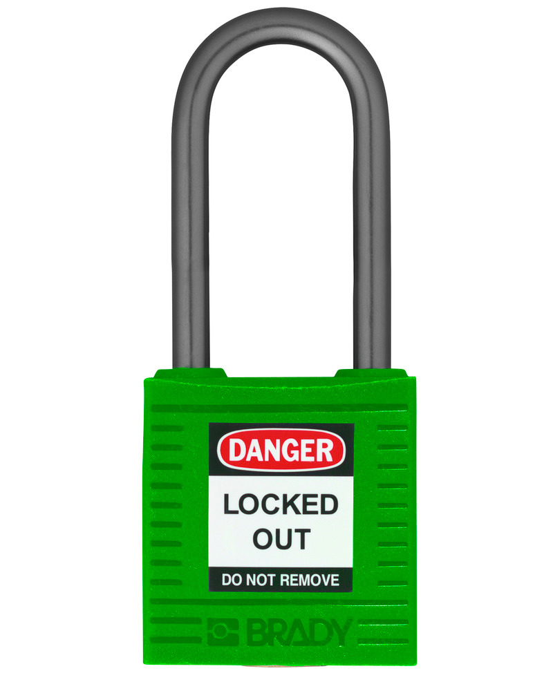 Compact safety lock, keyed different, clear shackle height 38 mm, green, 6 pcs.