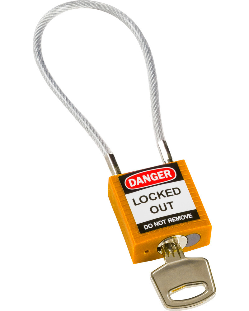 Kompaktní bezpečnostní zámek, s nezaměnitelnými klíči „Keyed Different“, 200 mm, oranžový
