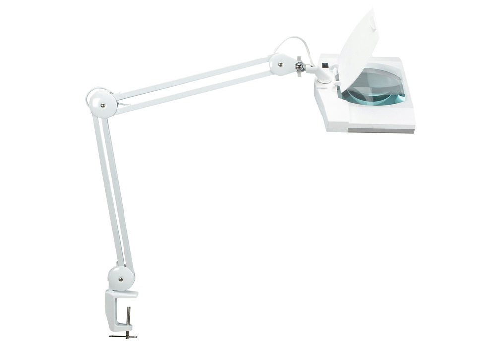 LED magnifier lamp Delmos, with clamp, white