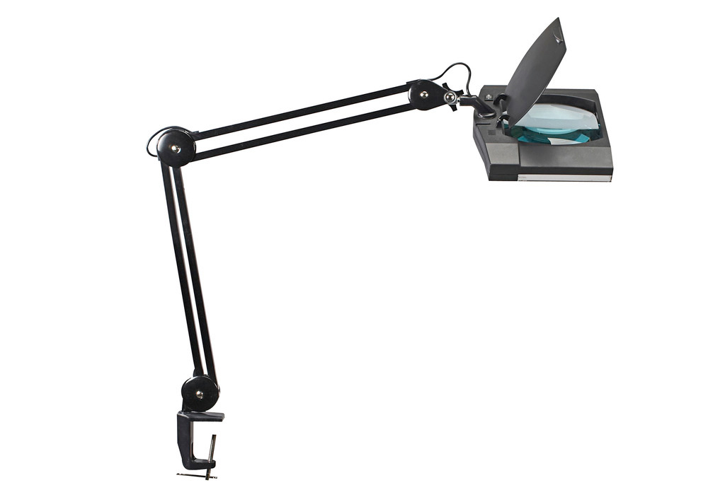 LED magnifier lamp Delmos, with clamp, black
