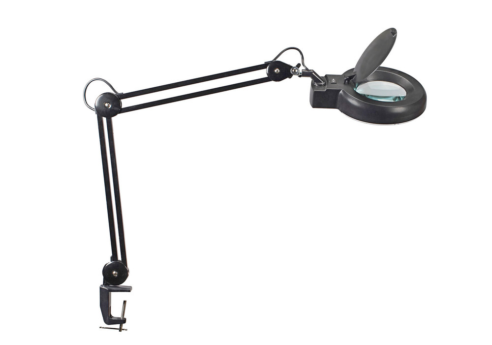 LED magnifier lamp Phobos, with clamp, black