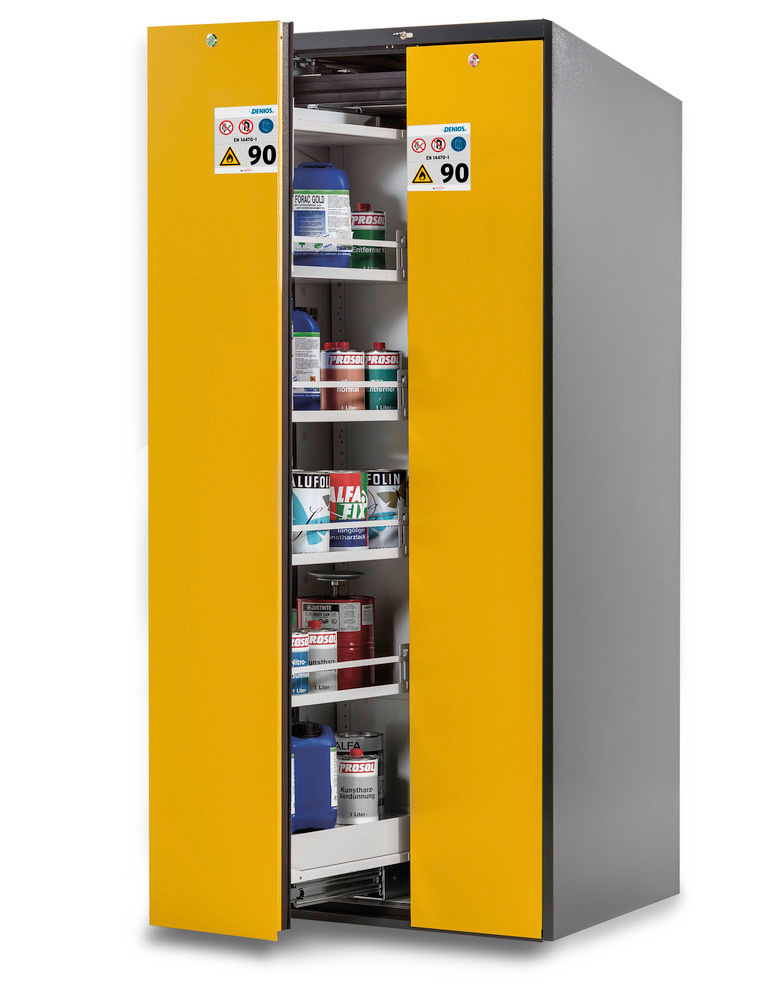 Depending on model, 8, 9 or 10 shelves are supplied. The floor spill pallet and grid cover are always included. This may be used as an additional storage area