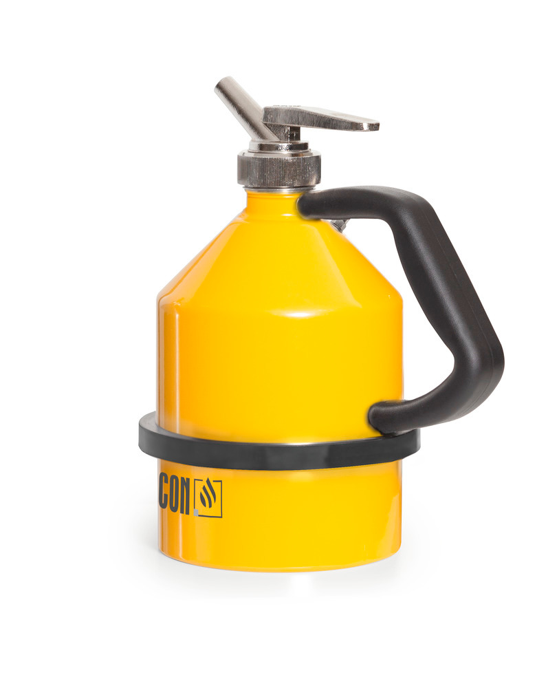 Jarra de seguridad en acero galvanizado y lacado en amarillo, con grifo, 2 litros