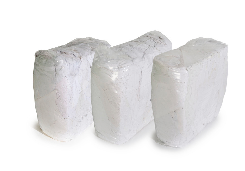 Handry na čistenie BW, z bielej bavlny, 3 lisované kocky po 10 kg