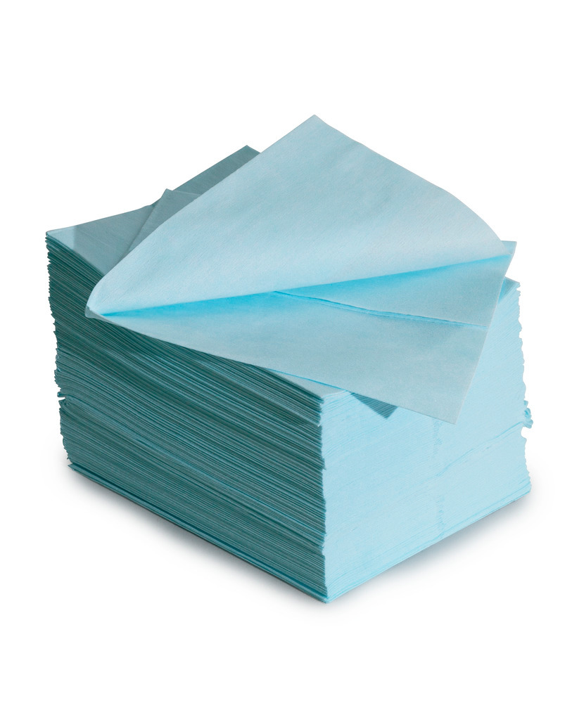 Solvent resistant cleaning cloths, z-fold, 1 dispenser box, turquoise