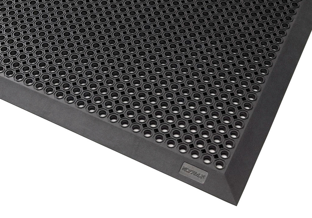 Dirt trapper mat Model OB with small drainage holes (Ø 14 mm) and chamfered edges to ensure trip-free access