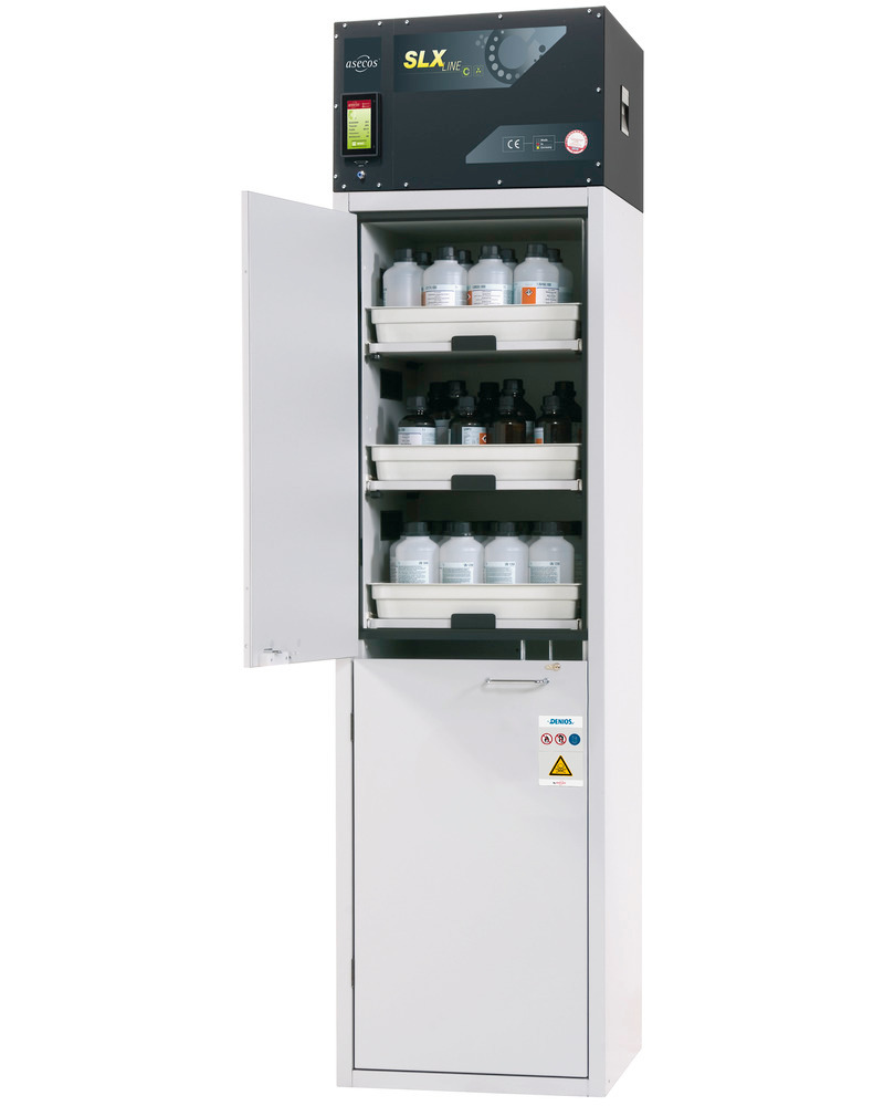asecos ventilated acid and alkali cabinet Custos, with 6 pull-out shelves, type C-606