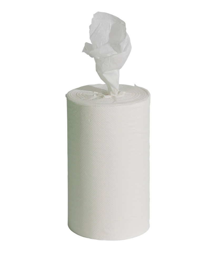 Cleaning cloth with inner dispensing, white, 1 ply, pack = 12 x 125 m rolls, width = 22 cm