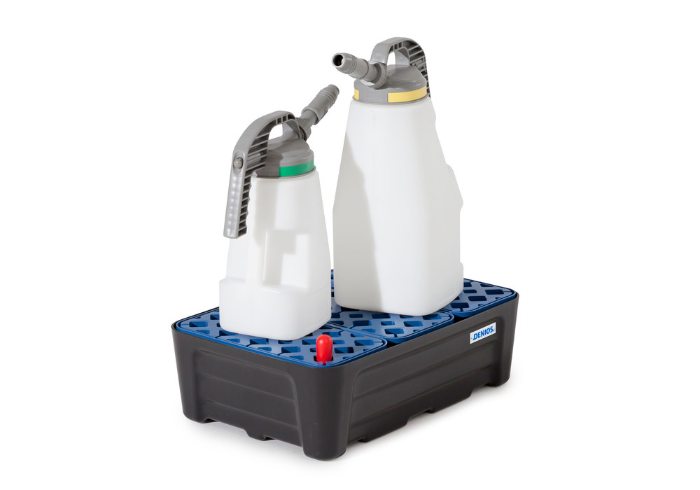 Spill tray for small containers pro-line in polyethylene (PE) with PE grid, 35 litres, 592x400x185